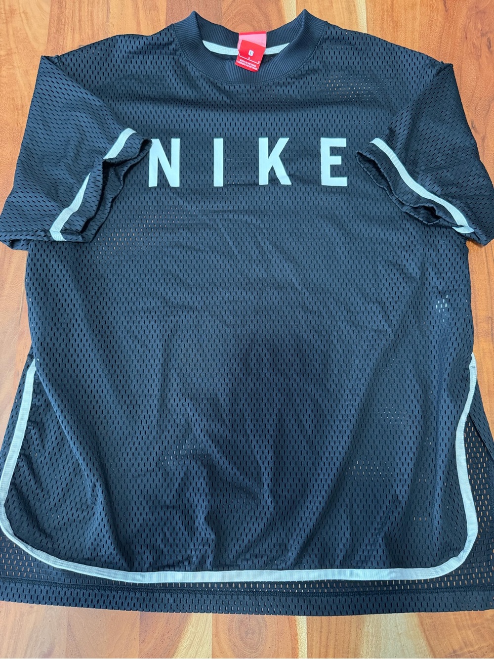Nike Black Mesh Athletic Top with White Trim